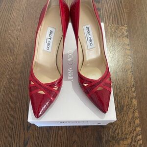 Jimmy Choo Red Snake Leather Heels ( new condition)